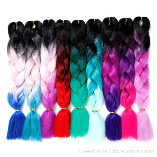 Synthetic Hair Suppliers Yaki Other Artificial Hair Extensions Ombre Crochet 24 inch Synthetic Braiding Jumbo Hair Braid